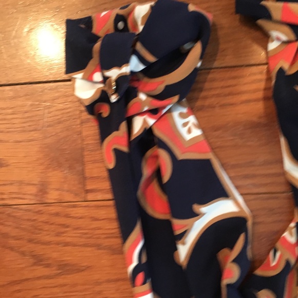 Abstract Navy and Orange dress. Chain tie up. - Picture 4 of 4